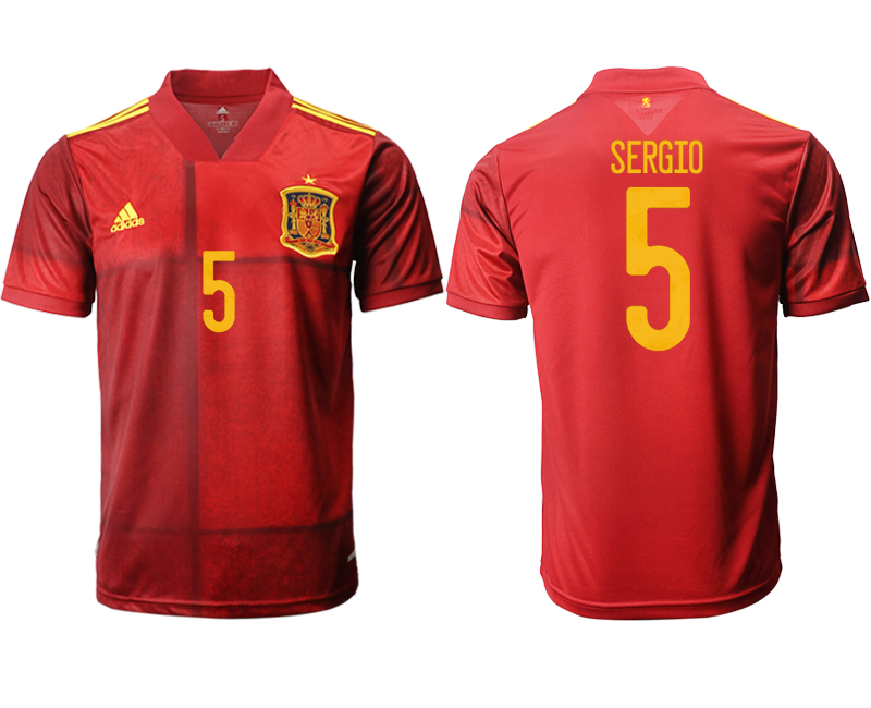 Men 2021 European Cup Spain home aaa version red #5 Soccer Jersey->belgium jersey->Soccer Country Jersey
